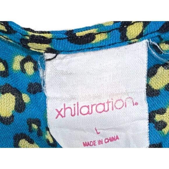 Xhilaration V-Neck Cheetah Leopard Animal Print‎ Swim Cover Up Blue Green Large - Picture 2 of 9